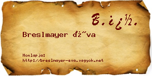 Breslmayer Éva névjegykártya